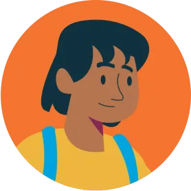 Ilustración de un niño con mochila azul